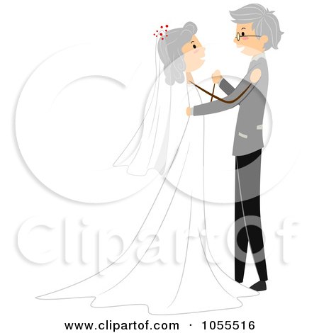 Royalty-Free Vector Clip Art Illustration of a Senior Bride And Groom Dancing At Their Wedding by BNP Design Studio