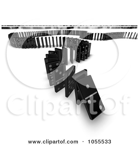 Royalty-Free Clip Art Illustration of 3d Dominoes, The First One In Line Tipping by AtStockIllustration