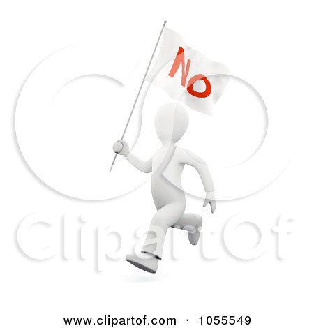 Royalty-Free Clip Art Illustration of a 3d White Person Running With A No Flag by chrisroll