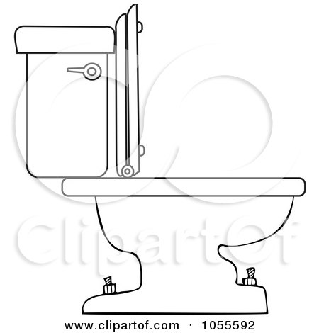 Royalty-Free Vector Clip Art Illustration of a Coloring Page Outline Of A Toilet by djart