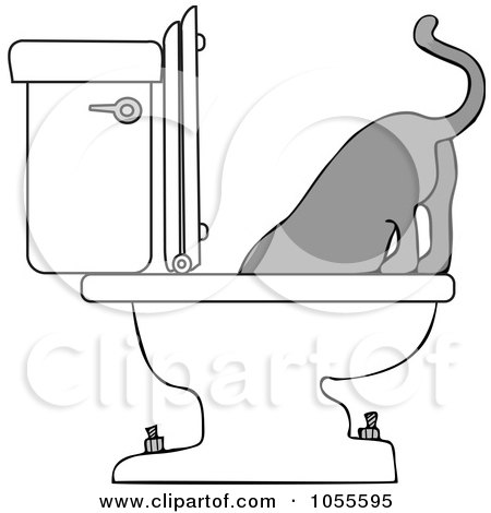 Royalty-Free Vector Clip Art Illustration of a Cat Drinking From A Toilet by djart