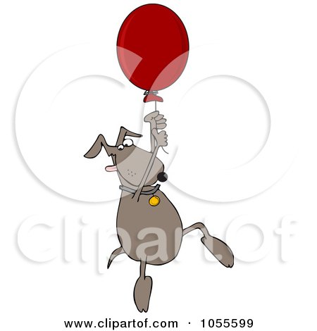 Royalty-Free Vector Clip Art Illustration of a Dog Floating Away With A Balloon by djart