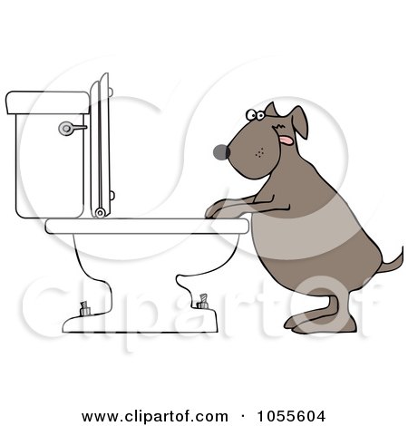 Royalty-Free Vector Clip Art Illustration of a Dog Drinking From A Toilet by djart