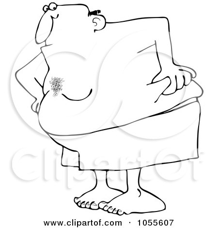 Royalty-Free Vector Clip Art Illustration of a Coloring Page Outline Of A Fat Man In His Boxers, Pinching His Love Handles by djart