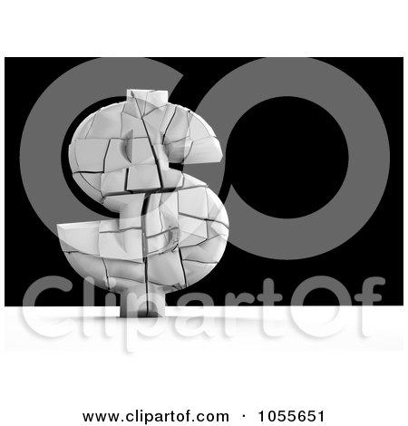 Royalty-Free CGI Clip Art Illustration of a 3d Cracking Dollar Symbol by chrisroll