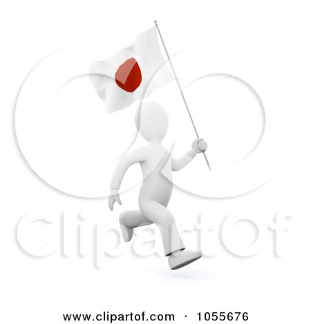 Royalty-Free CGI Clip Art Illustration of a 3d White Person Running With A Japanese Flag by chrisroll