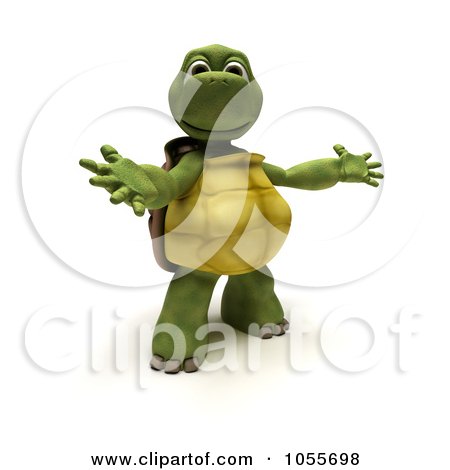 Royalty-Free CGI Clip Art Illustration of a 3d Tortoise Presenting Or Welcoming by KJ Pargeter