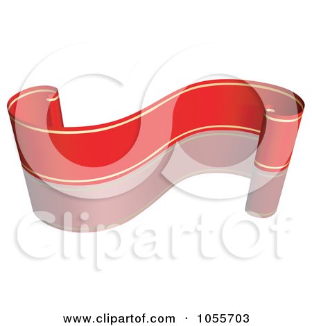 Royalty-Free Vector Clip Art Illustration of a Red Ribbon Banner With Gold Trim And A Reflection - 12 by dero