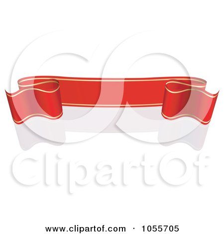 Royalty-Free Vector Clip Art Illustration of a Red Ribbon Banner With Gold Trim And A Reflection - 20 by dero