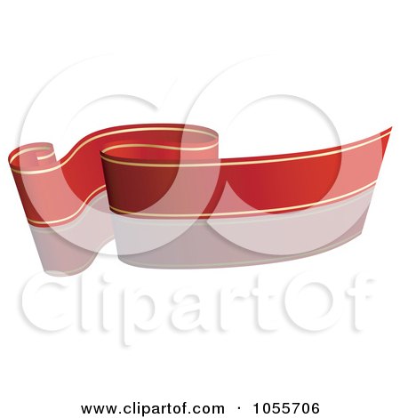 Royalty-Free Vector Clip Art Illustration of a Red Ribbon Banner With Gold Trim And A Reflection - 1 by dero