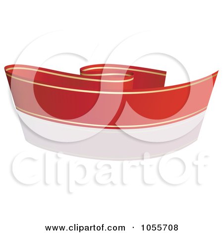 Royalty-Free Vector Clip Art Illustration of a Red Ribbon Banner With Gold Trim And A Reflection - 5 by dero