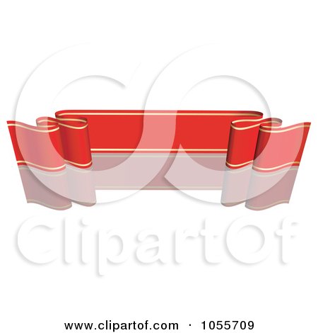 Royalty-Free Vector Clip Art Illustration of a Red Ribbon Banner With Gold Trim And A Reflection - 11 by dero