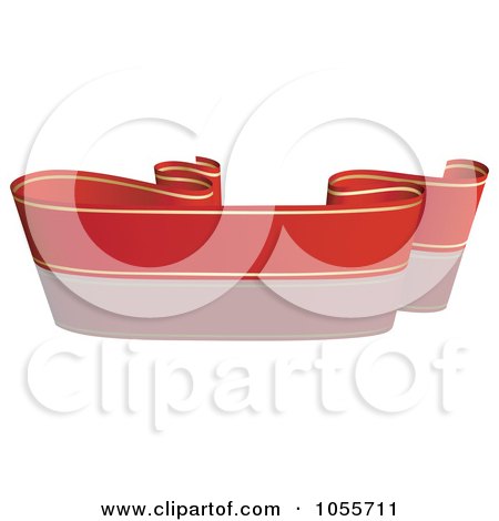 Royalty-Free Vector Clip Art Illustration of a Red Ribbon Banner With Gold Trim And A Reflection - 2 by dero