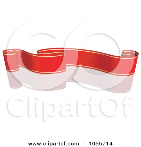 Royalty-Free Vector Clip Art Illustration of a Red Ribbon Banner With Gold Trim And A Reflection - 8 by dero