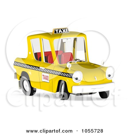 Royalty-Free CGI Clip Art Illustration of a 3d Yellow Taxi Cab Character by Michael Schmeling