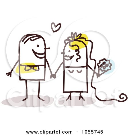 Royalty-Free Vector Clip Art Illustration of a Stick Couple Getting Hitched by NL shop