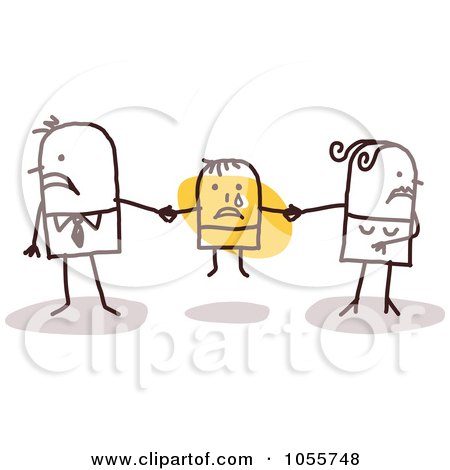 Royalty-Free Vector Clip Art Illustration of a Stick Couple Fighting Over A Child by NL shop