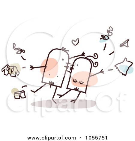 Royalty-Free Vector Clip Art Illustration of a Stick Couple Tearing Their Clothes Off by NL shop