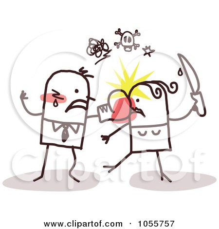 Royalty-Free Vector Clip Art Illustration of a Stick Couple Battling by NL shop