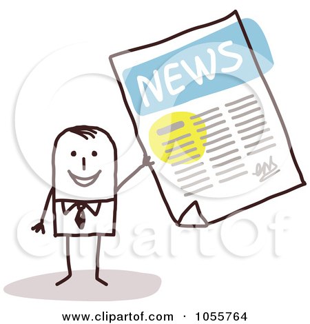 Royalty-Free Vector Clip Art Illustration of a Stick Man Holding The News by NL shop