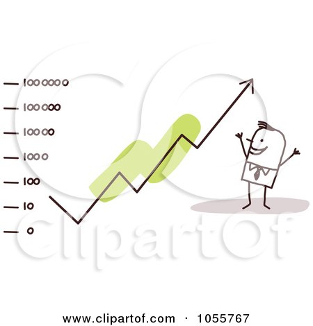 Royalty-Free Vector Clip Art Illustration of a Stick Man Watching An Arrow Rise by NL shop