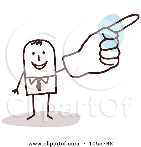 Royalty-Free Vector Clip Art Illustration of a Stick Man Pointing With A Big Hand by NL shop