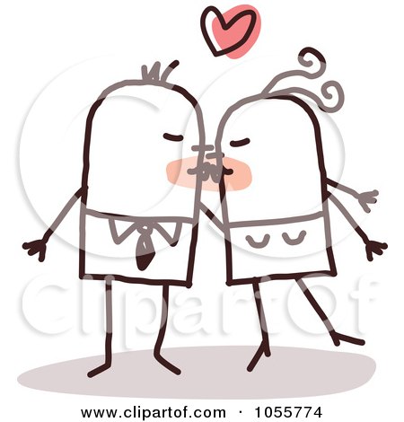 Royalty-Free Vector Clip Art Illustration of a Stick Couple Smooching by NL shop