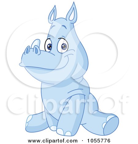 Royalty-Free Vector Clip Art Illustration of a Blue Baby Rhino by yayayoyo
