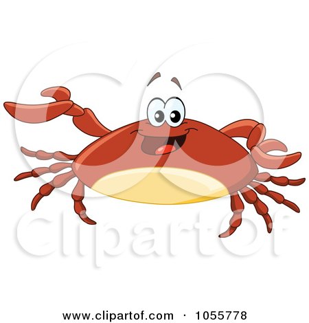 Royalty-Free Vector Clip Art Illustration of a Friendly Brown Crab Presenting by yayayoyo