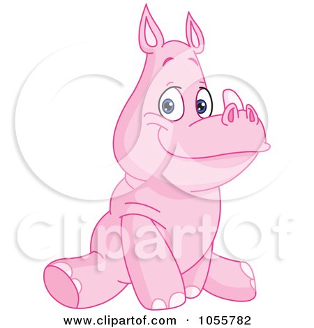 Royalty-Free Vector Clip Art Illustration of a Pink Baby Rhino by yayayoyo