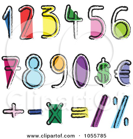 Royalty-Free Vector Clip Art Illustration of a Digital Collage Of Artistic Colorful Numbers And Math Symbols by yayayoyo
