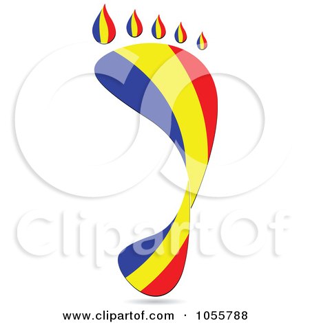 Royalty-Free Vector Clip Art Illustration of a Romanian Flag In The Shape Of A Footprint by Andrei Marincas