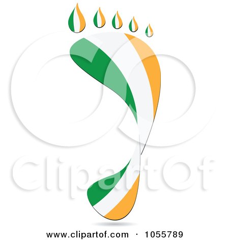 Royalty-Free Vector Clip Art Illustration of an Irish Flag In The Shape Of A Footprint by Andrei Marincas