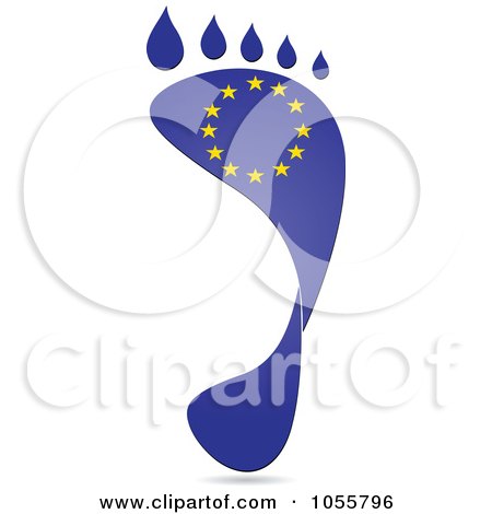 Royalty-Free Vector Clip Art Illustration of a European Flag In The Shape Of A Footprint by Andrei Marincas