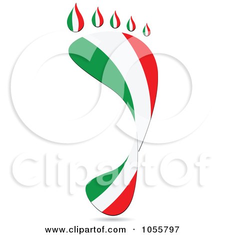 Royalty-Free Vector Clip Art Illustration of an Italian Flag In The Shape Of A Footprint by Andrei Marincas
