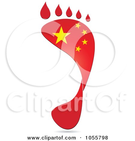 Royalty-Free Vector Clip Art Illustration of a China Flag In The Shape Of A Footprint by Andrei Marincas