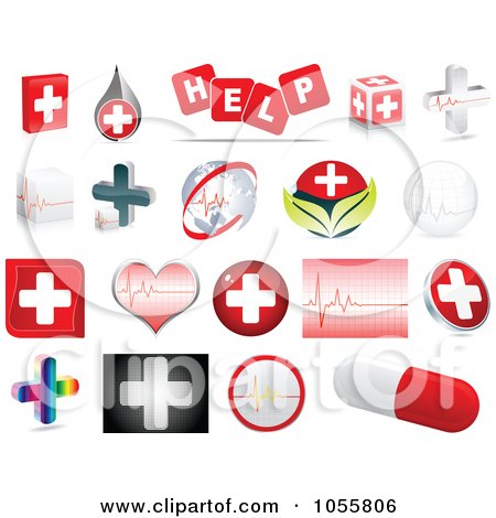 Royalty-Free Vector Clip Art Illustration of a Digital Collage Of Medical And Hospital Icons by Andrei Marincas