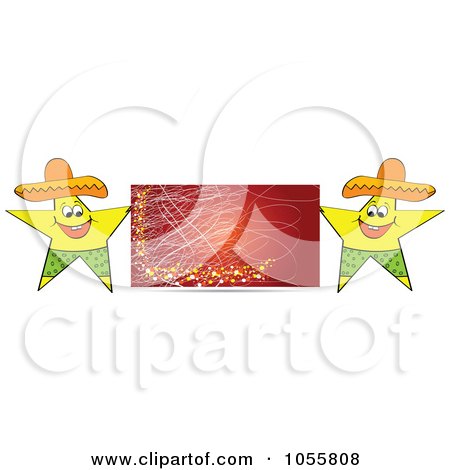 Royalty-Free Vector Clip Art Illustration of Two Mexican Stars Holding A Red Billboard Sign by Andrei Marincas