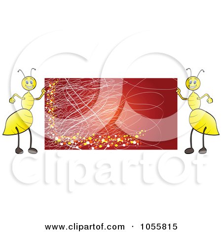 Royalty-Free Vector Clip Art Illustration of Two Ants Holding A Red Billboard Sign by Andrei Marincas