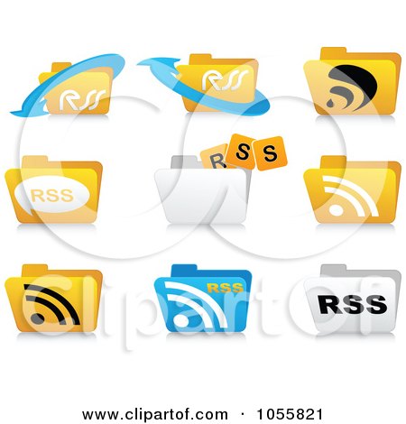 Royalty-Free Vector Clip Art Illustration of a Digital Collage Of RSS Folder Icons by Andrei Marincas