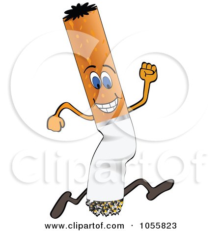 Royalty-Free Vector Clip Art Illustration of a Cigarette Character On The Run by Andrei Marincas