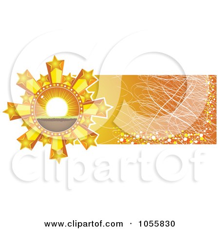 Royalty-Free Vector Clip Art Illustration of a Billboard Sign With A Sunset And Star Burst by Andrei Marincas
