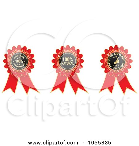 Royalty-Free Vector Clip Art Illustration of a Digital Collage Of Red Guarantee Ribbons by Andrei Marincas