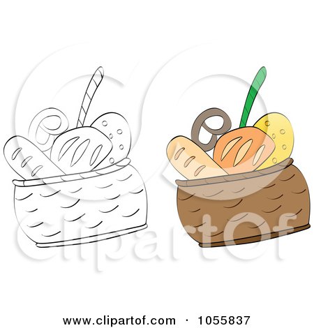 Royalty-Free Vector Clip Art Illustration of a Digital Collage Of Colored And Outlined Bread Baskets by Andrei Marincas