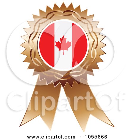 Royalty-Free Vector Clip Art Illustration of a Bronze Ribbon Canadian Flag Medal by Andrei Marincas