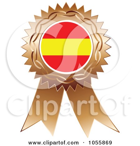 Royalty-Free Vector Clip Art Illustration of a Bronze Ribbon Spanish Flag Medal by Andrei Marincas