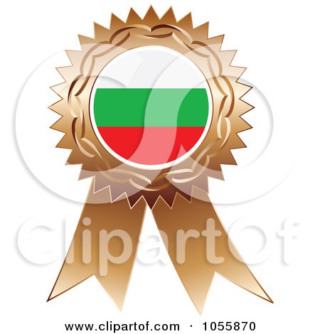 Royalty-Free Vector Clip Art Illustration of a Bronze Ribbon Bulgaria Flag Medal by Andrei Marincas