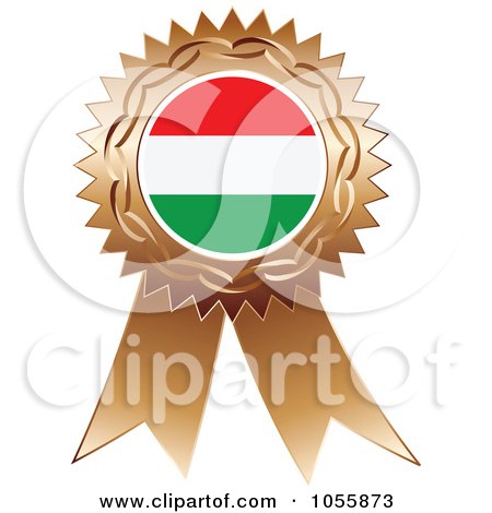 Royalty-Free Vector Clip Art Illustration of a Bronze Ribbon Hungary Flag Medal by Andrei Marincas