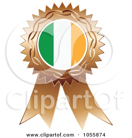Royalty-Free Vector Clip Art Illustration of a Bronze Ribbon Irish Flag Medal by Andrei Marincas