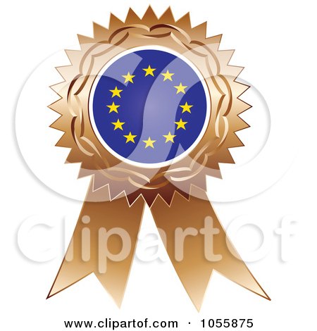 Royalty-Free Vector Clip Art Illustration of a Bronze Ribbon European Flag Medal by Andrei Marincas